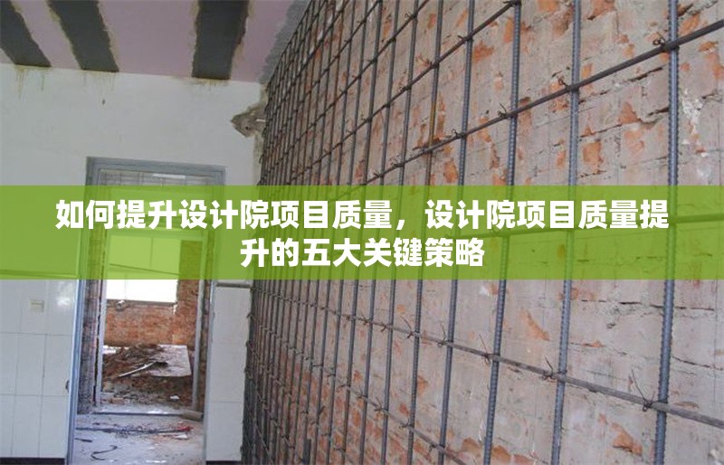 如何提升設(shè)計院項目質(zhì)量，設(shè)計院項目質(zhì)量提升的五大關(guān)鍵策略