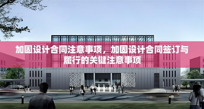 加固設(shè)計合同注意事項，加固設(shè)計合同簽訂與履行的關(guān)鍵注意事項